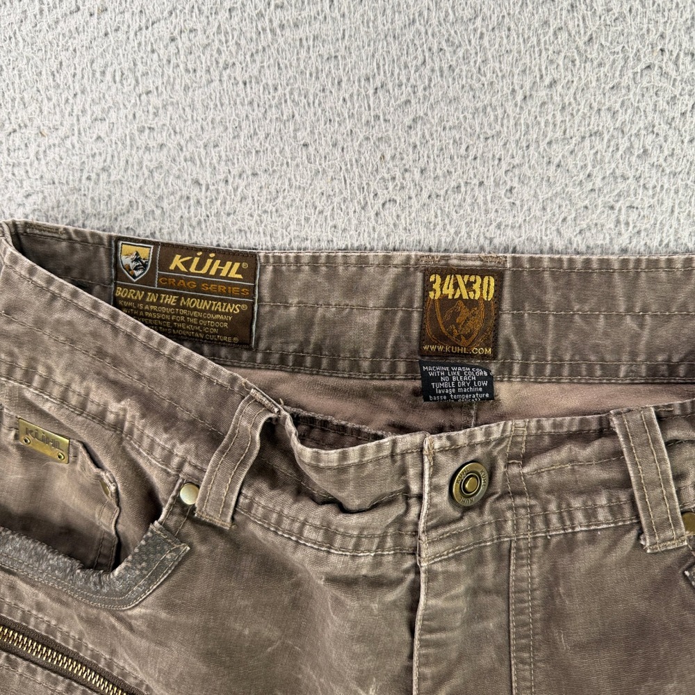 KUHL Crag Series Rebel Pants Men 32x30 Brown Rugged Outdoor Hiking Patina Dye - Picture 9 of 11